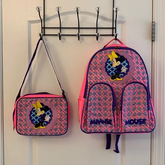Minnie Mouse Disney Neon Pink and Purple Backpack and Lunch Bag Set!! Amazon.com: Disney Minnie Mouse 16 main image 4